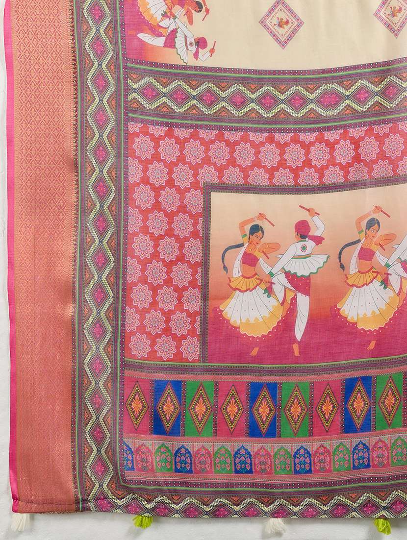Women Printed Casual Wear Saree With Blouse - 22695415 -  Standard Image - 4