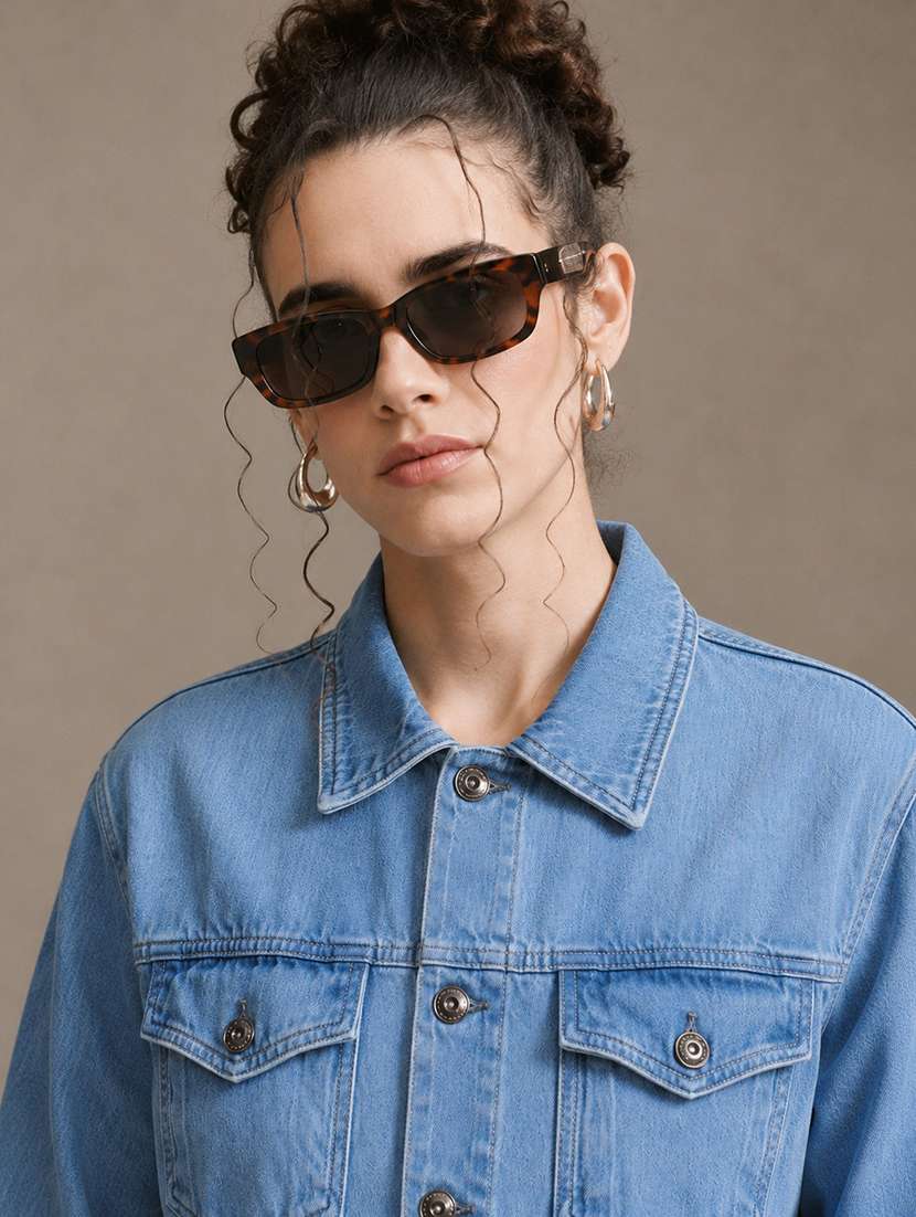 Women Solid Long Sleeve Denim Jacket - 22696435 -  Standard Image - 1