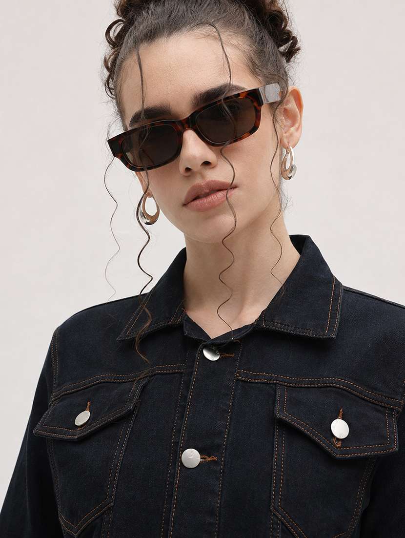 Women Solid Long Sleeve Denim Jacket - 22696441 -  Standard Image - 1