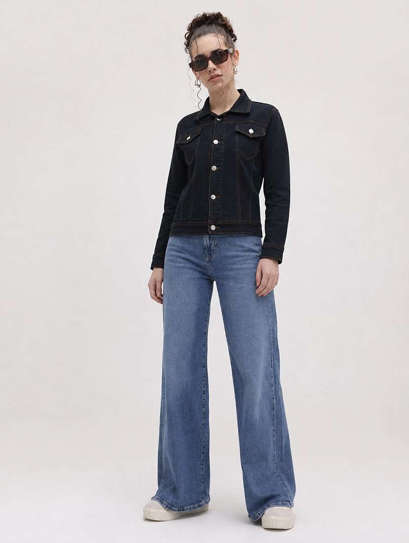 Women Solid Long Sleeve Denim Jacket - 22696441 -  Standard Image - 4