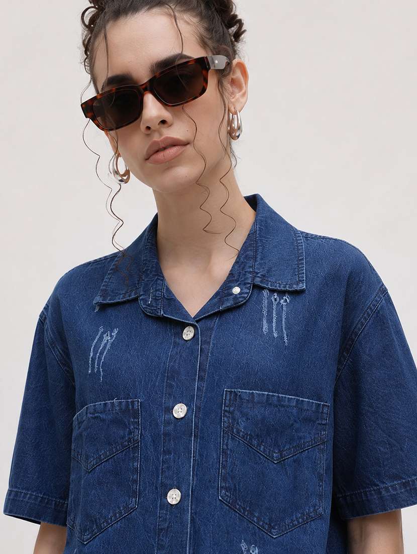 Women Solid Short Sleeve Refular Fit Shirt - 22696514 -  Standard Image - 1