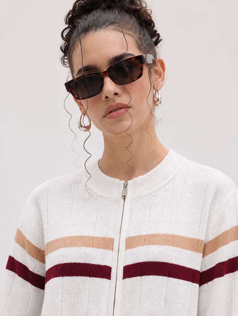 Women Striped Long Sleeve Regular Fit Cardigan - 22696580 -  Standard Image - 1