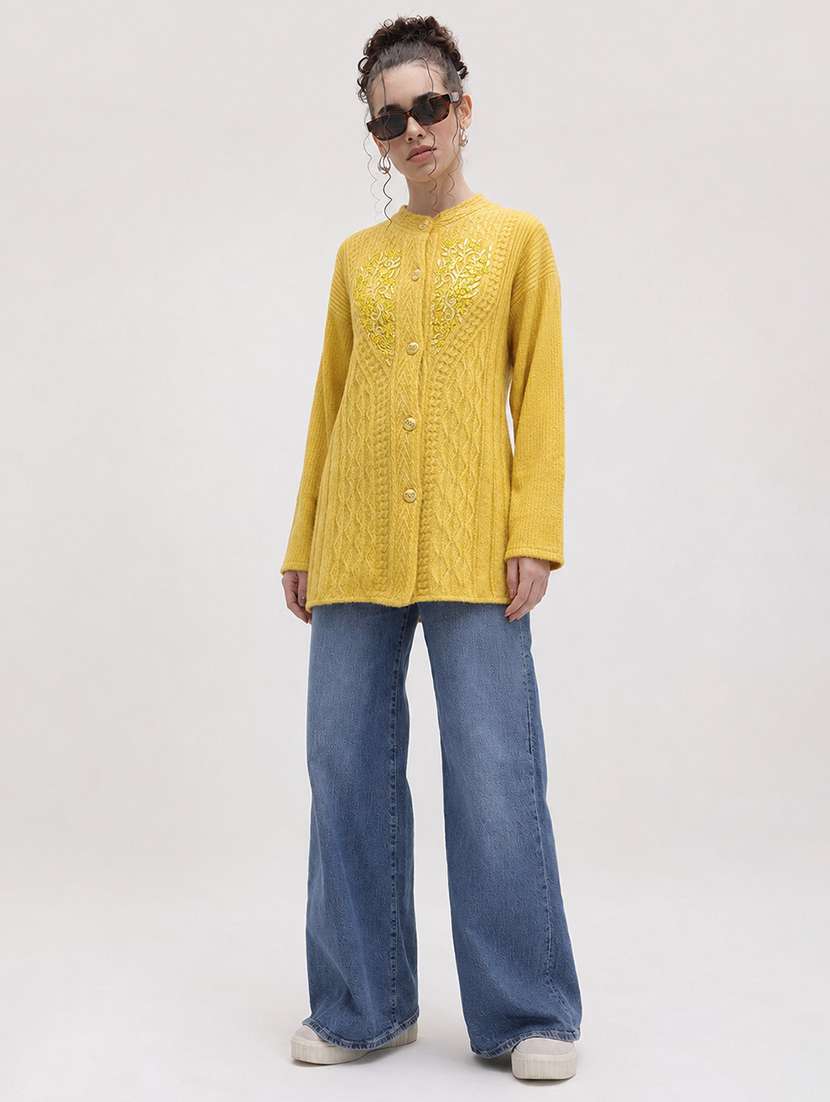 Women Self Design Long Sleeve Cardigan - 22696616 -  Standard Image - 4