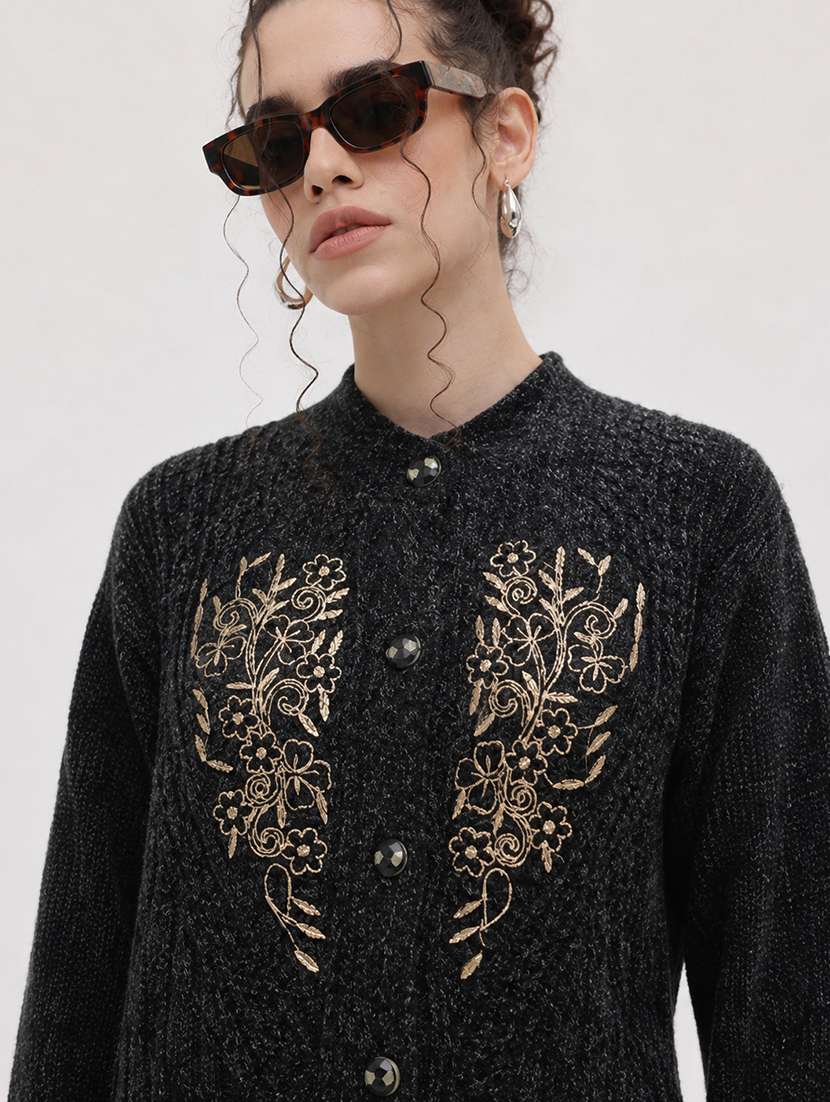 Women Self Design Long Sleeve Cardigan - 22696618 -  Standard Image - 1