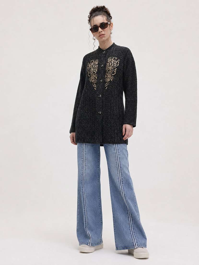Women Self Design Long Sleeve Cardigan - 22696618 -  Standard Image - 4