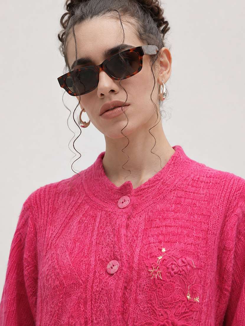 Women Self Design Long Sleeve Cardigan - 22696620 -  Standard Image - 1