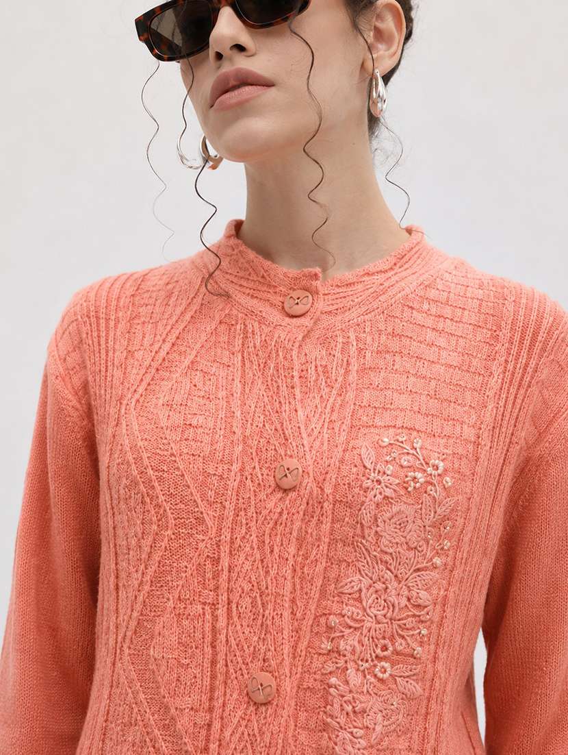 Women Self Design Long Sleeves Regular Fit Cardigan - 22696625 -  Standard Image - 1