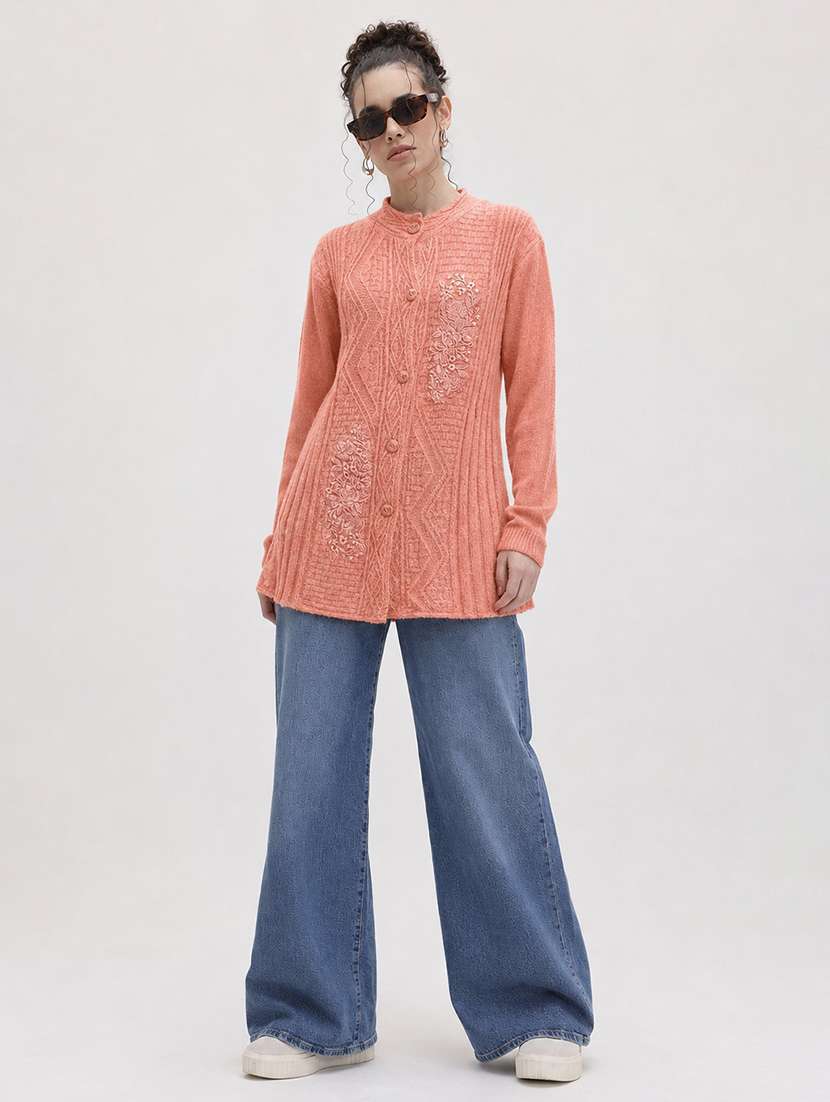Women Self Design Long Sleeves Regular Fit Cardigan - 22696625 -  Standard Image - 4
