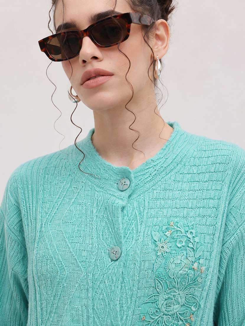 Women Self Design Long Sleeve Cardigan - 22696629 -  Standard Image - 1