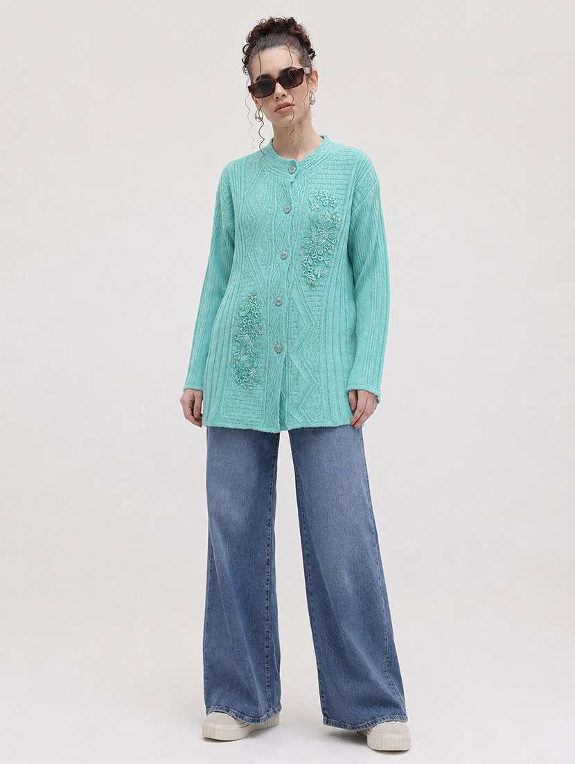Women Self Design Long Sleeve Cardigan - 22696629 -  Standard Image - 4