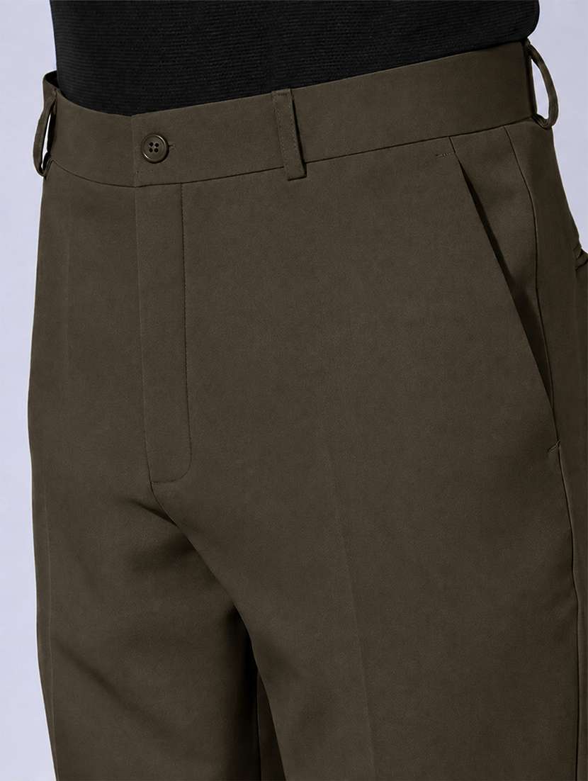 Men Solid Mid Rise Regular Fit Formal Trouser - 22696697 -  Standard Image - 1