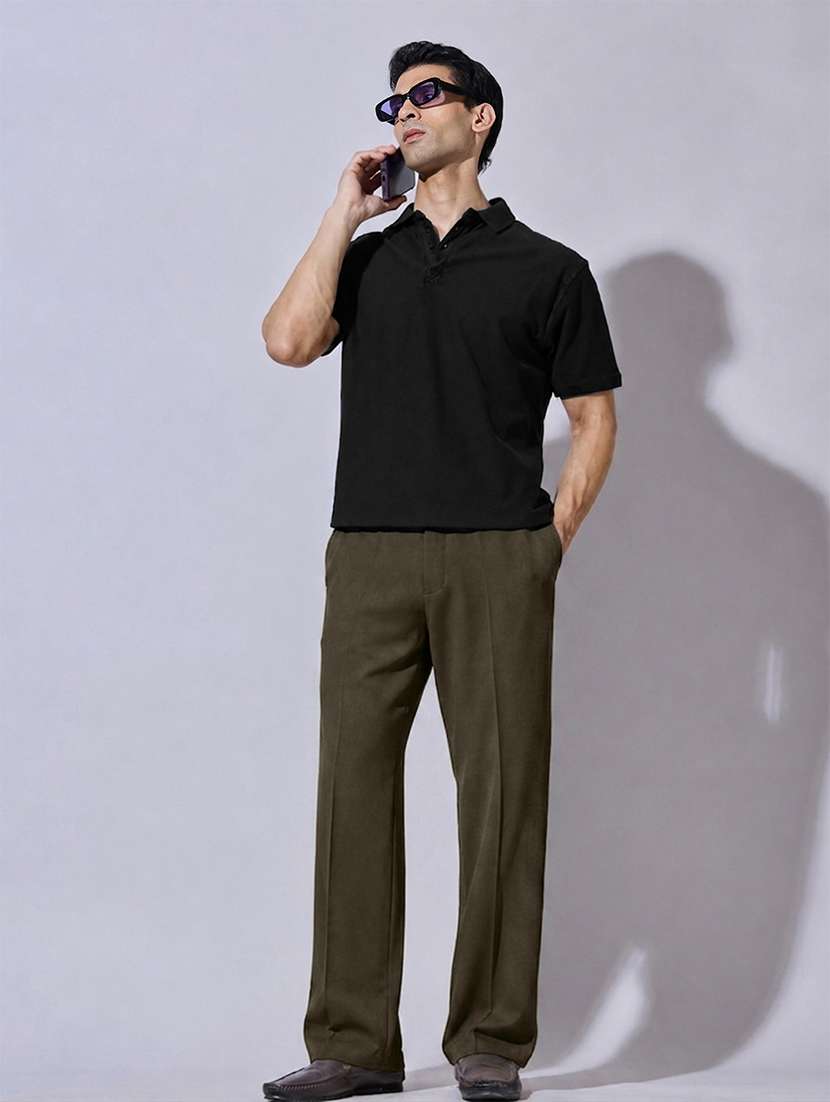 Men Solid Mid Rise Regular Fit Formal Trouser - 22696697 -  Standard Image - 4