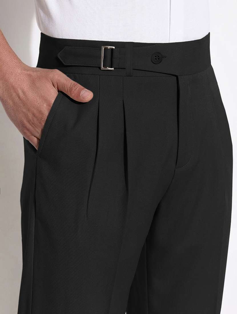 Men Solid Mid Rise Pleated Casual Trouser - 22696702 -  Standard Image - 1