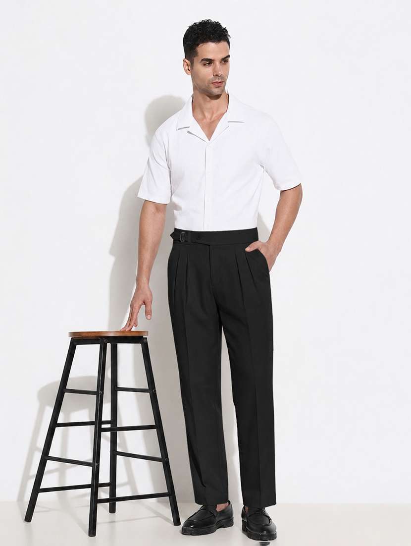 Men Solid Mid Rise Pleated Casual Trouser - 22696702 -  Standard Image - 6