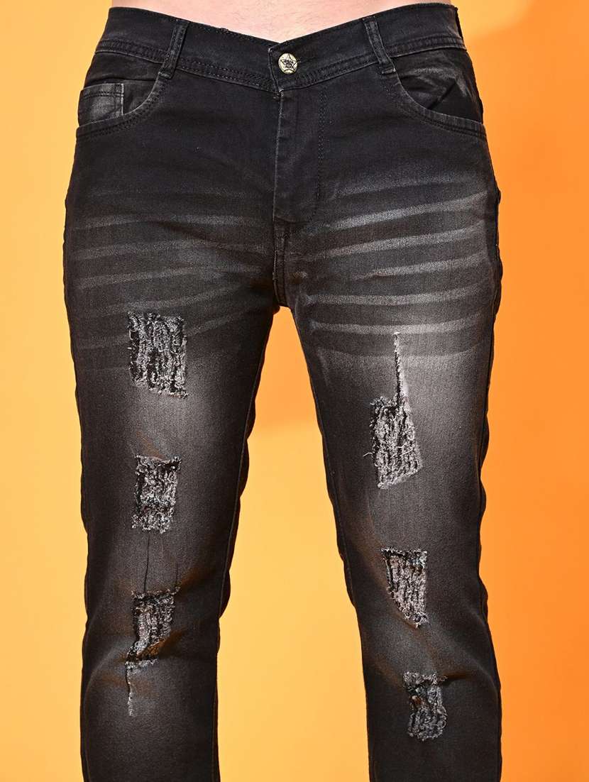 Men Distress Mid Rise Full Length Slim Fit Jeans - 22696758 -  Standard Image - 1