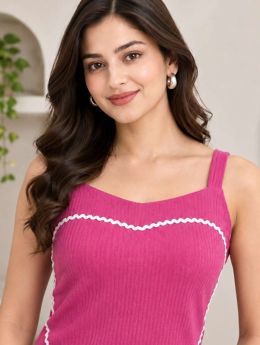 Women Self Design Sleeveless Asymmetric Top - 22696918 -  Standard Image - 1