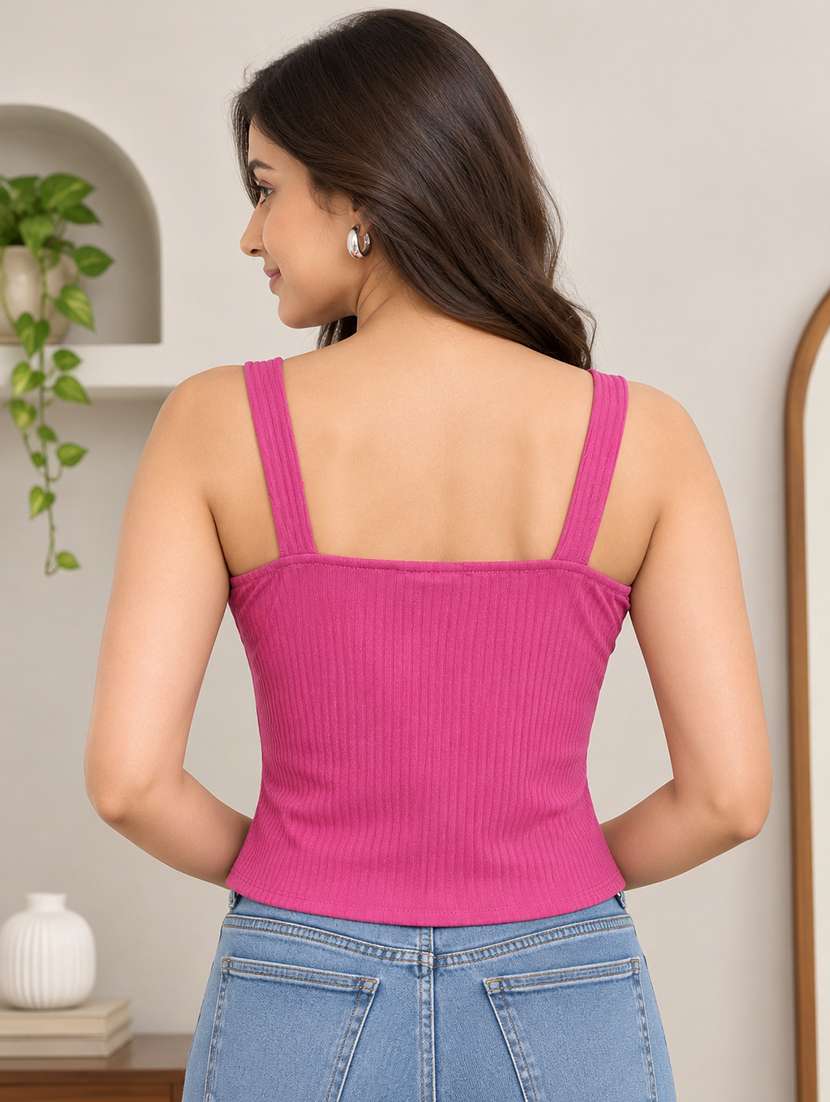 Women Self Design Sleeveless Asymmetric Top - 22696918 -  Standard Image - 4