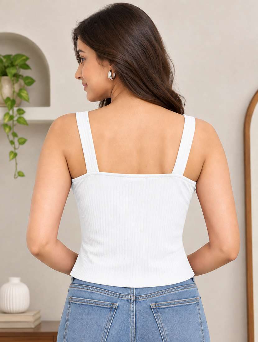 Women Self Design Sleeveless Asymmetric Top - 22696919 -  Standard Image - 4