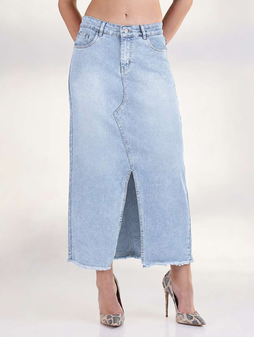 women solid mid rise a-line skirt