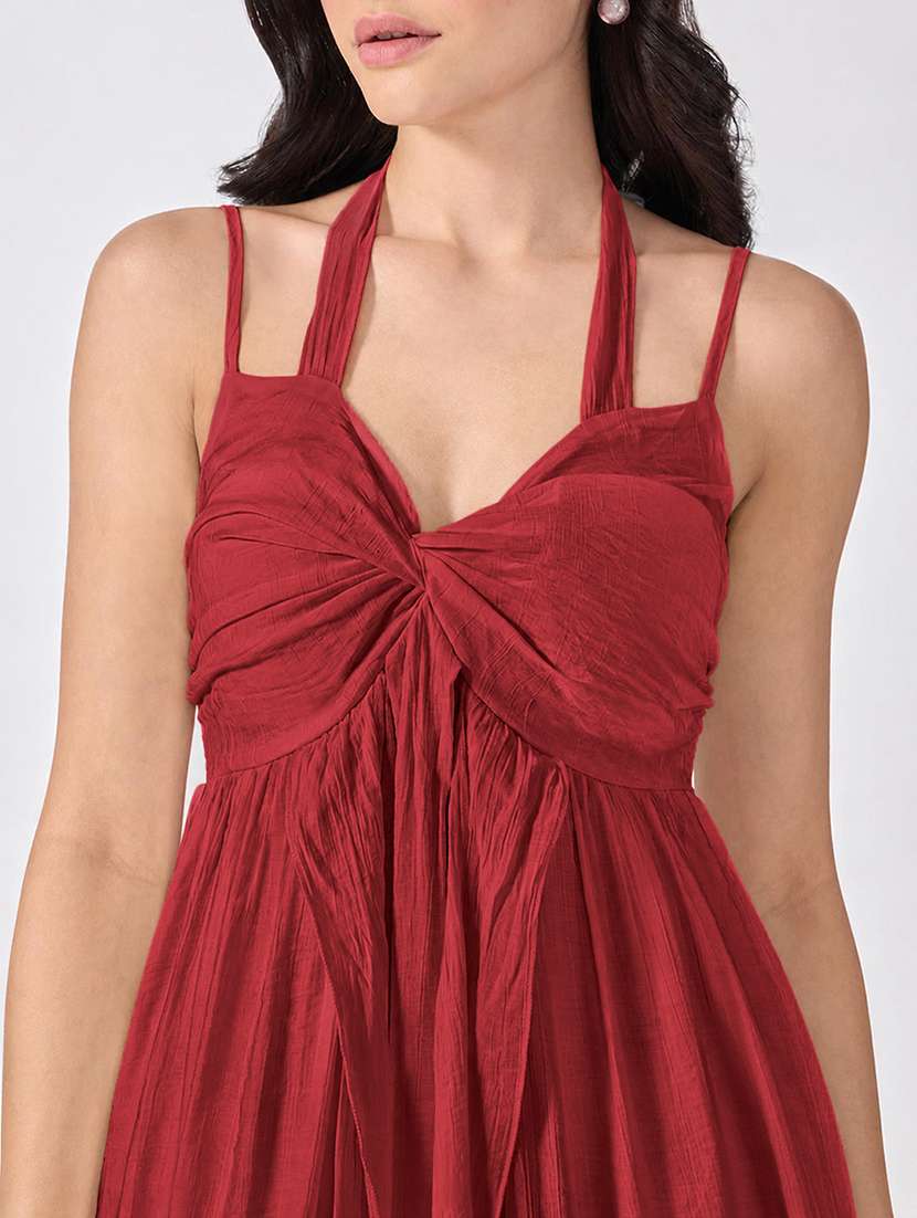 Women Solid Shoulder Strap Fit And Flare Dress - 22697092 -  Standard Image - 1