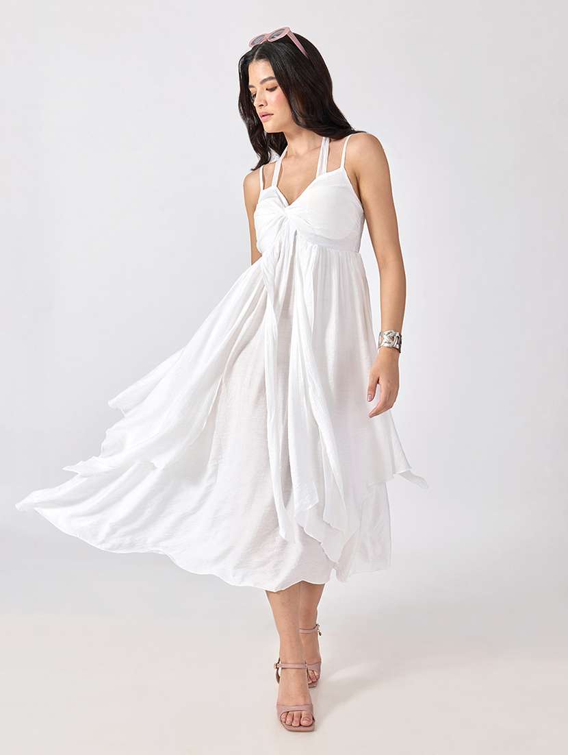 Women Solid Shoulder Strap Fit And Flare Dress - 22697094 -  Standard Image - 4