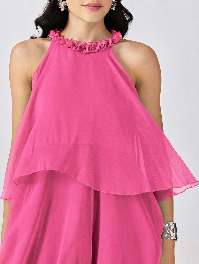 Women Solid Sleeveless Layered Dress - 22697095 -  Standard Image - 1