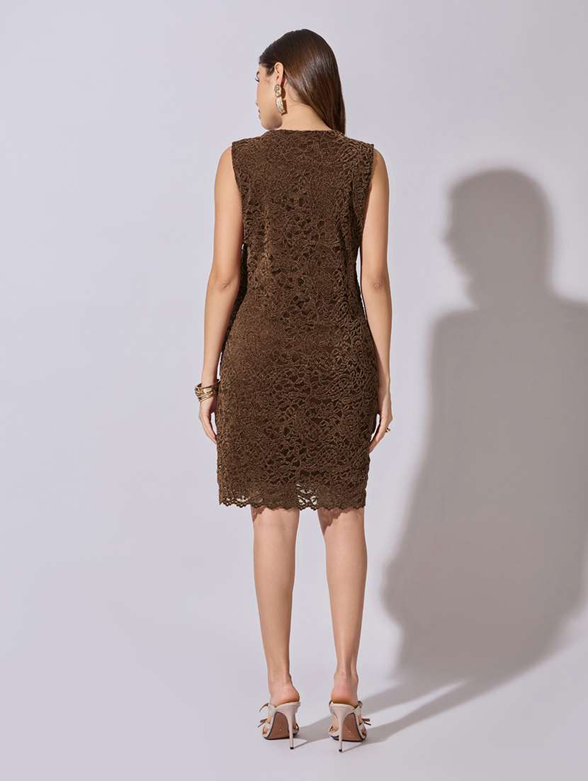 Women Self Design Sleeveless Sheath Dress - 22697105 -  Standard Image - 4