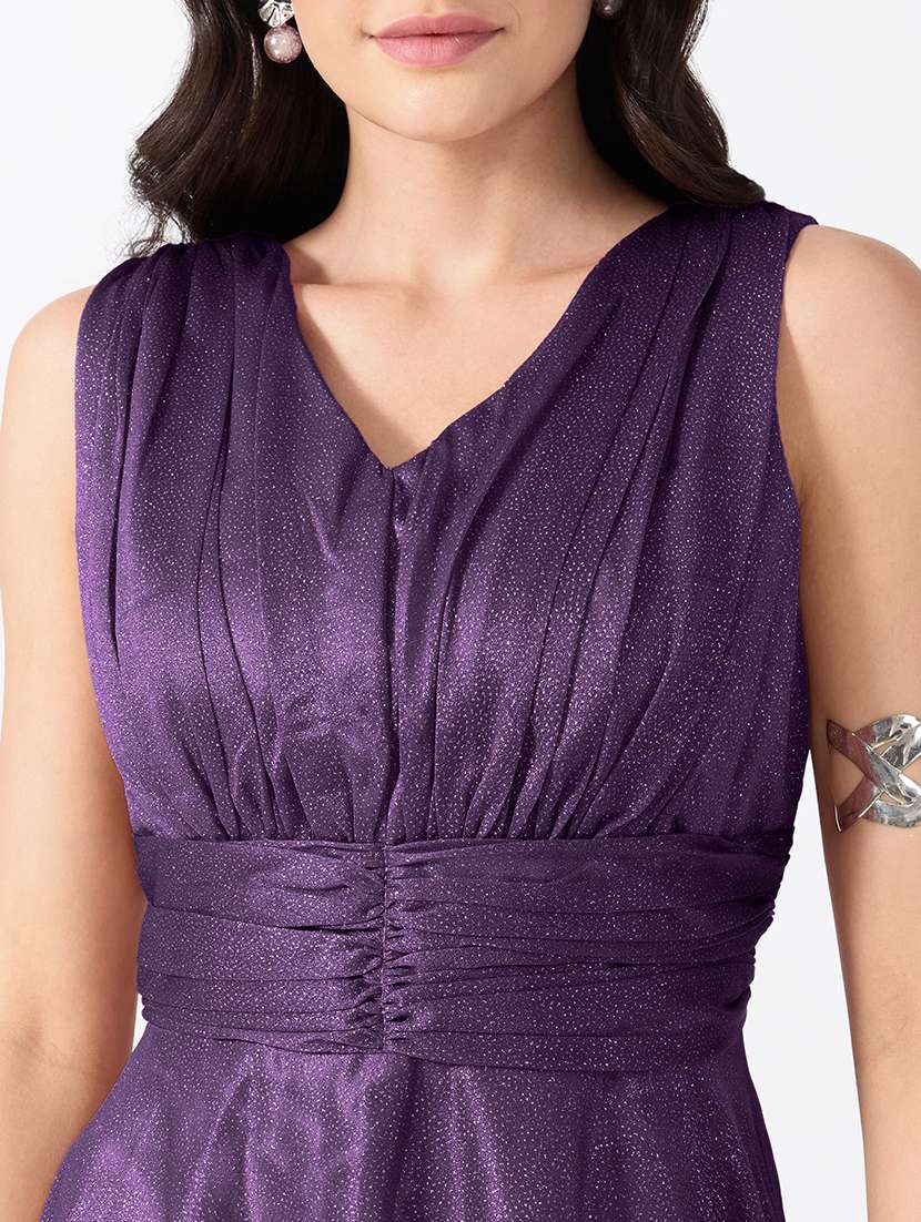 Women Self Design Sleeveless Fit And Flare Gown - 22697109 -  Standard Image - 1