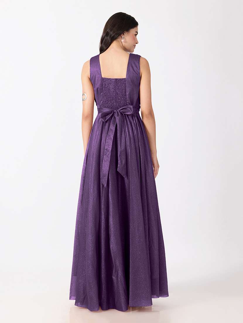 Women Self Design Sleeveless Fit And Flare Gown - 22697109 -  Standard Image - 4