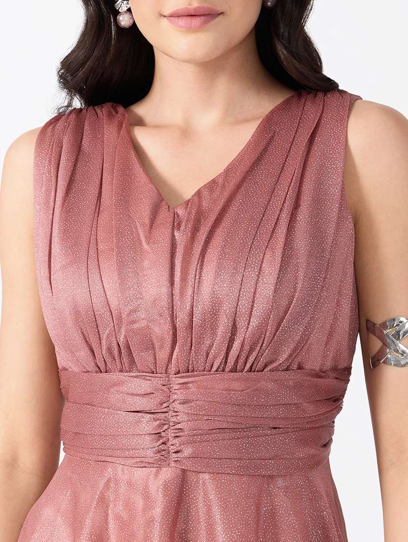 Women Self Design Sleeveless Fit And Flare Gown - 22697110 -  Standard Image - 1