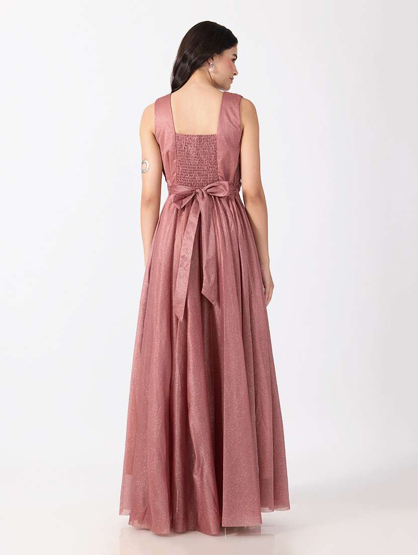 Women Self Design Sleeveless Fit And Flare Gown - 22697110 -  Standard Image - 4