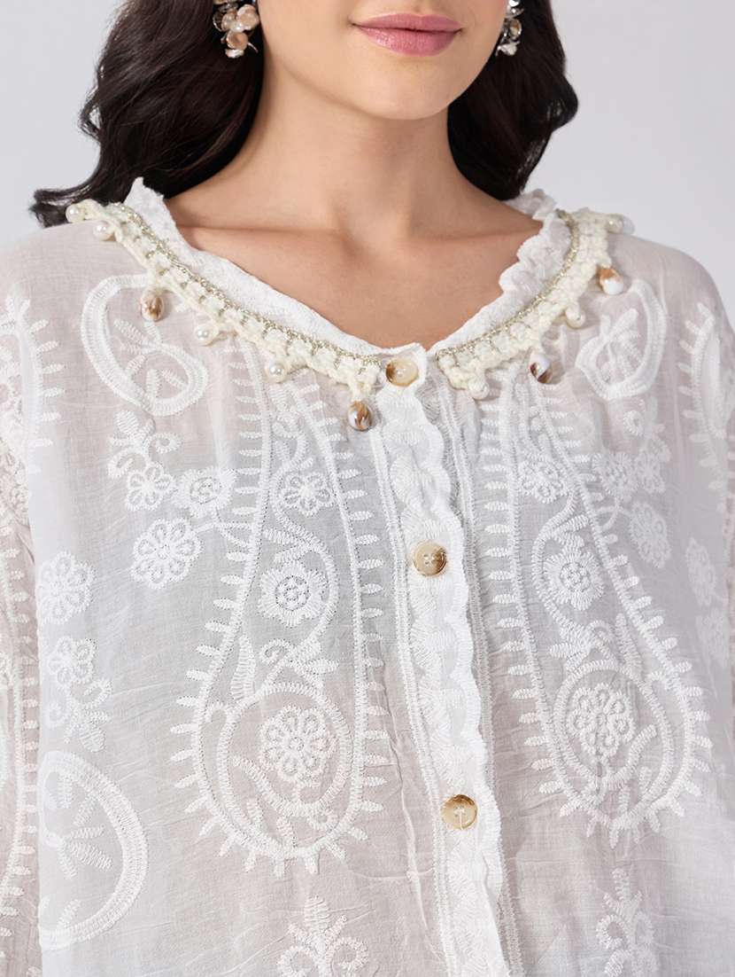 Women Embroidered Long Sleeves Shirt Style Top - 22697128 -  Standard Image - 1