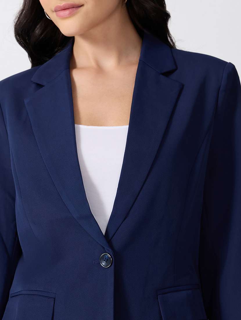 Women Solid Long Sleeves Single Breasted Blazer - 22697165 -  Standard Image - 1