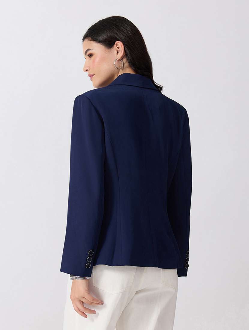 Women Solid Long Sleeves Single Breasted Blazer - 22697165 -  Standard Image - 4