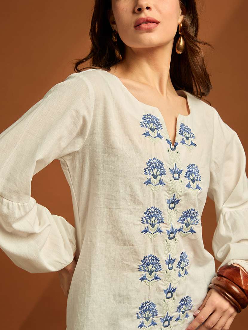 Women Embroidered Bishop Sleeves Regular Top - 22697891 -  Standard Image - 1