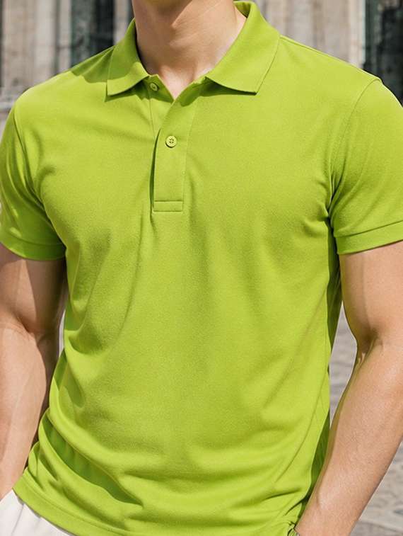 Men Solid Short Sleeve Regular Fit Polo T-shirt - 22697897 -  Standard Image - 1