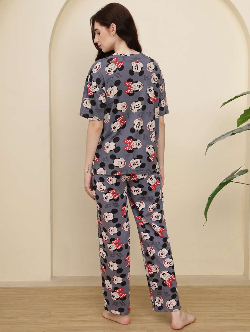 Grey Cotton Blend Pyjama Set Nightwear - 22697973 -  Standard Image - 4