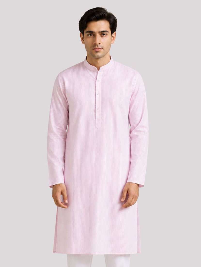 Men Striped Mandarin Neck Long Kurta - 22698008 -  Standard Image - 1