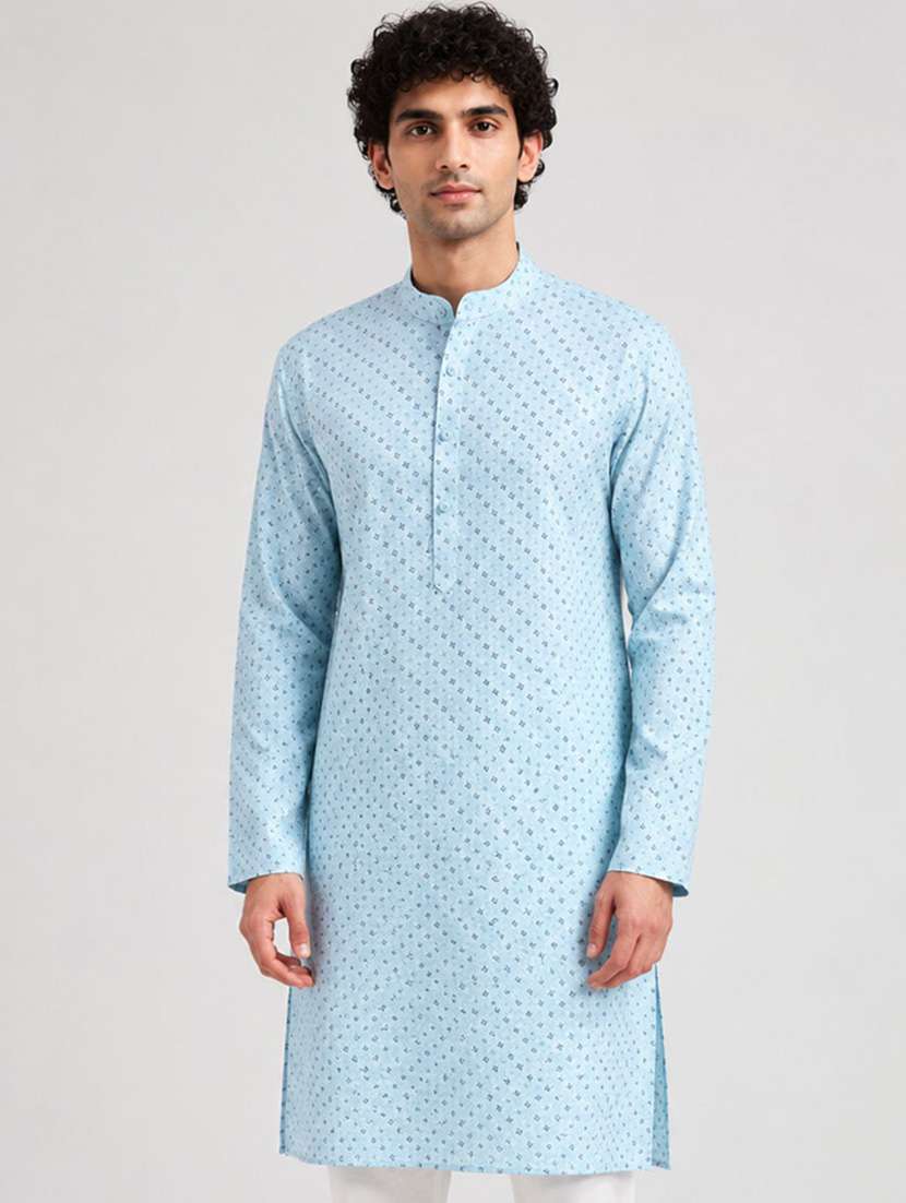 Men Printed Mandarin Neck Long Kurta - 22698015 -  Standard Image - 1
