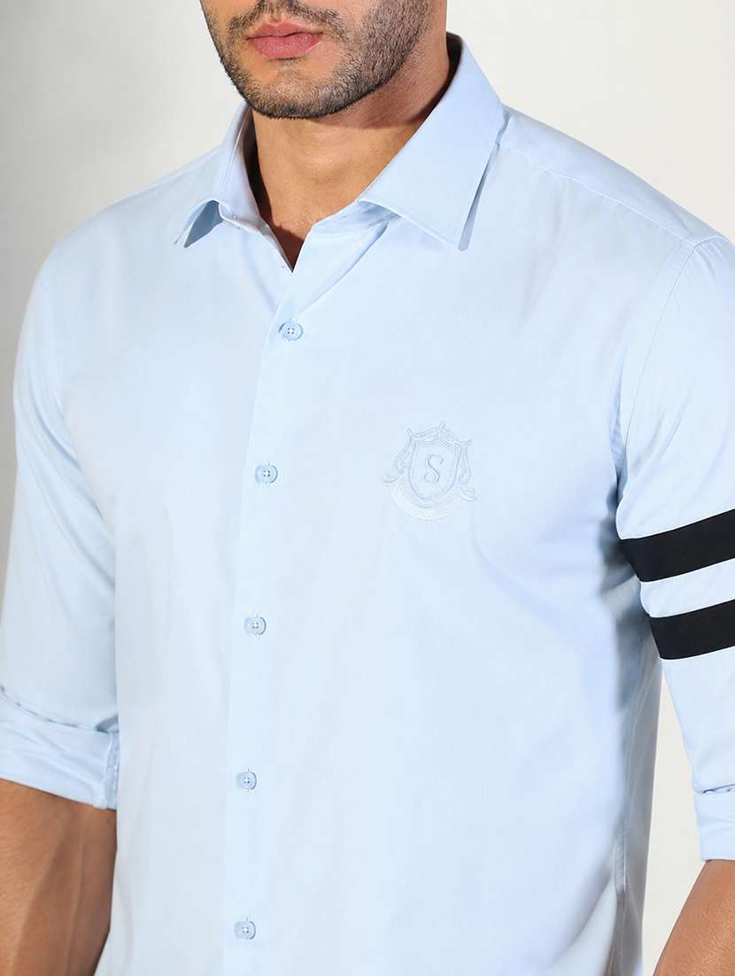 Men Taped Long Sleeve Slim Fit Casual Shirt - 22698068 -  Standard Image - 1