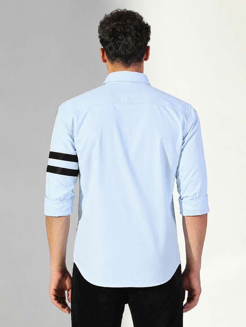 Men Taped Long Sleeve Slim Fit Casual Shirt - 22698068 -  Standard Image - 4