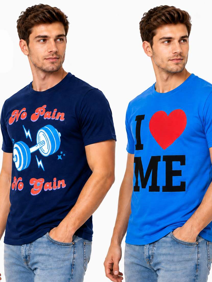 Men Pack Of 2 Printed Short Sleeve Regular Fit T-shirt - 22698758 -  Standard Image - 1