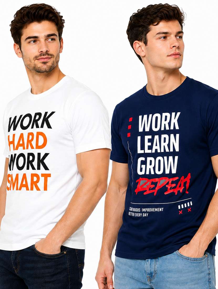 Men Pack Of 2 Printed Short Sleeve Regular Fit T-shirt - 22698759 -  Standard Image - 1