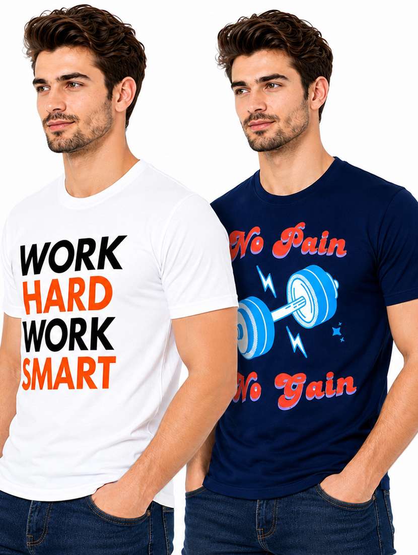 Men Pack Of 2 Printed Short Sleeve Regular Fit T-shirt - 22698762 -  Standard Image - 1