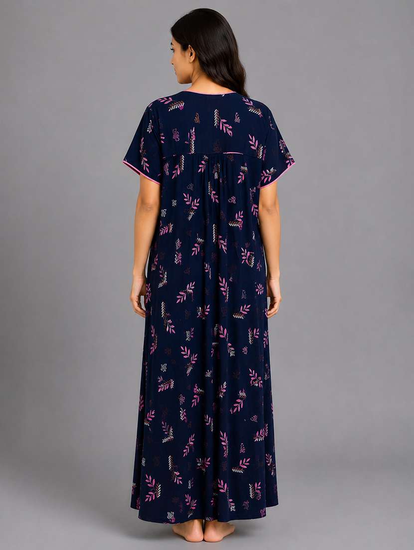 Women Printed Short Sleeves Nighty - 22698773 -  Standard Image - 4