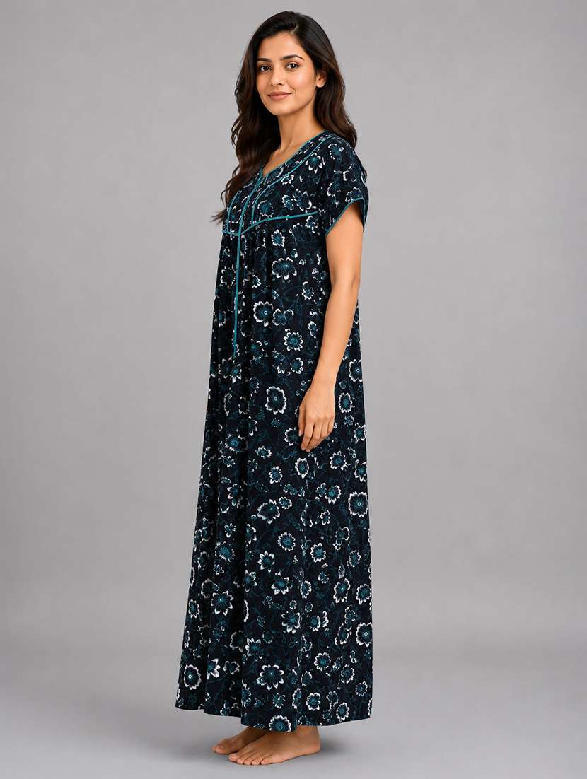 Women Printed Short Sleeves Nighty - 22698776 -  Standard Image - 4
