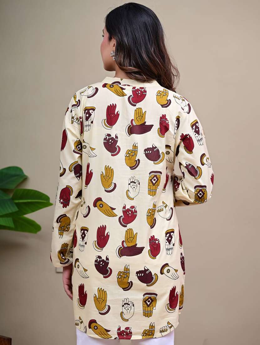 Women Printed Long Sleeves Straight Kurti - 22698792 -  Standard Image - 4