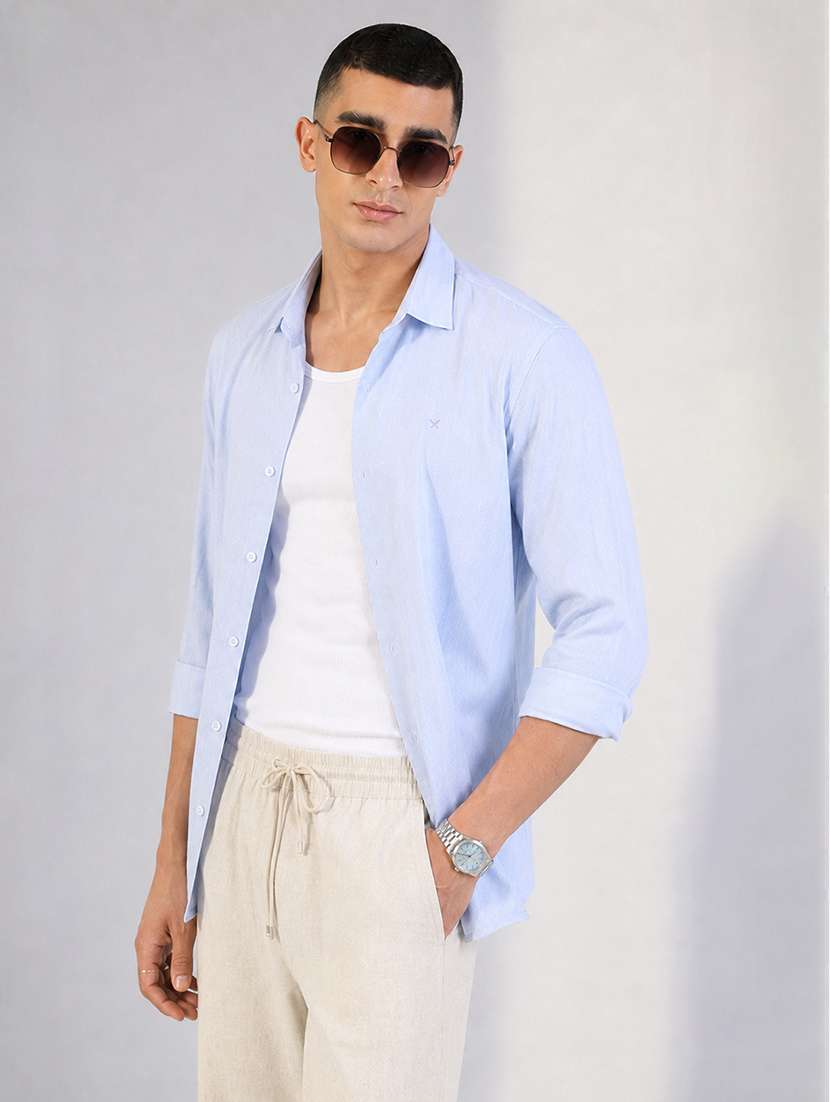 men solid long sleeves regular fit casual shirt