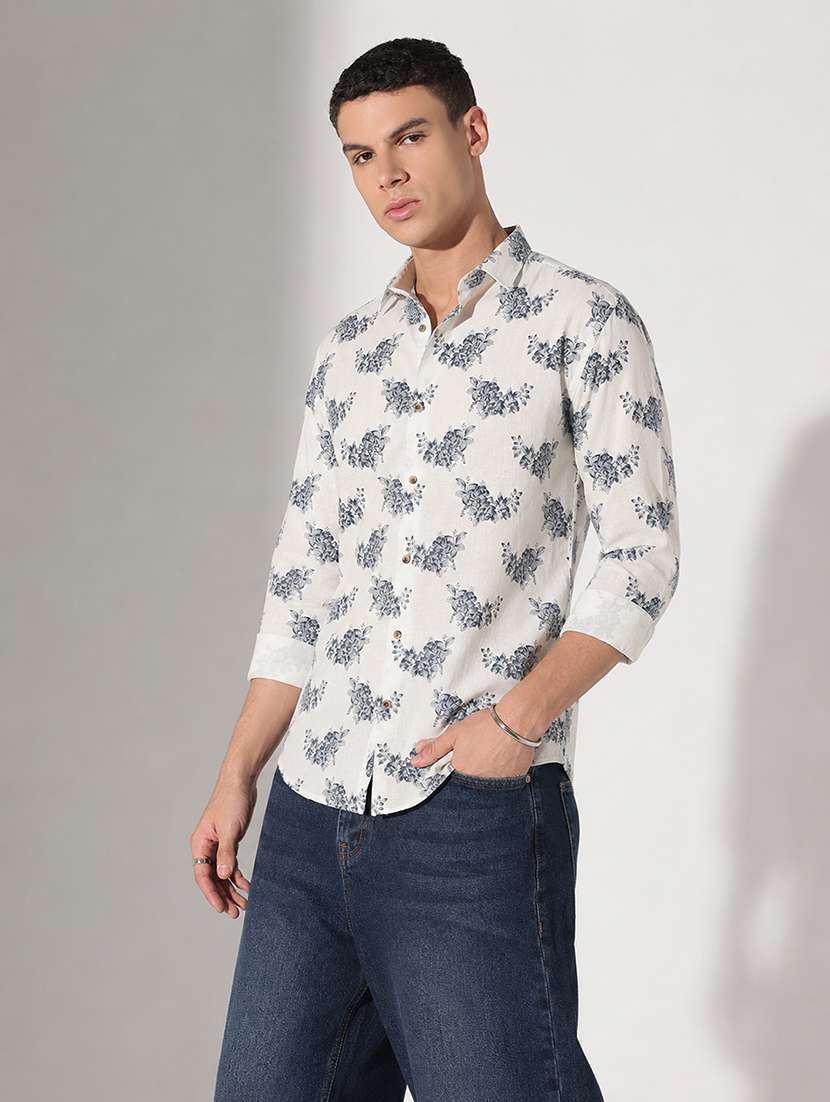 men printed long sleeves regular fit casual shirt