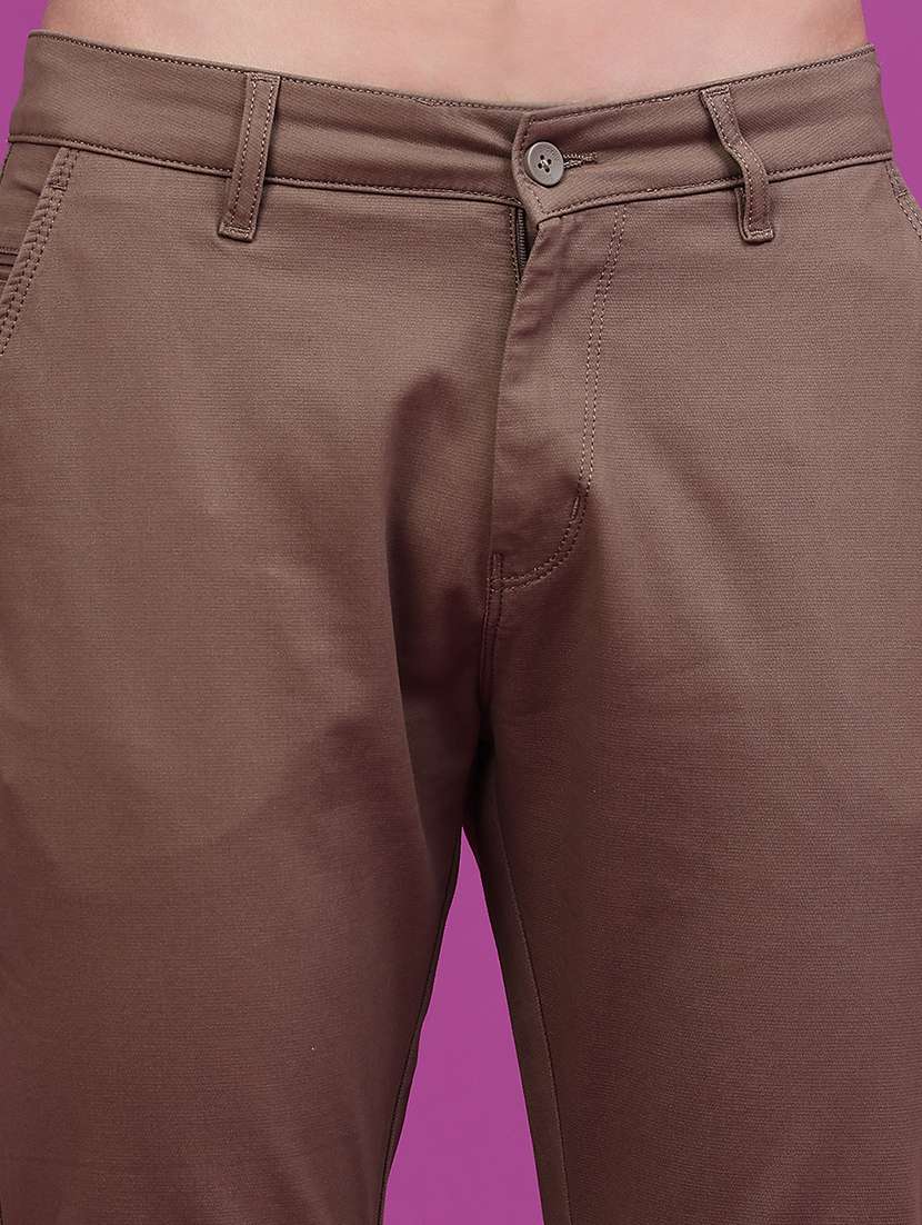 Men Solid Mid Rise Chinos Casual Trouser - 22699141 -  Standard Image - 1